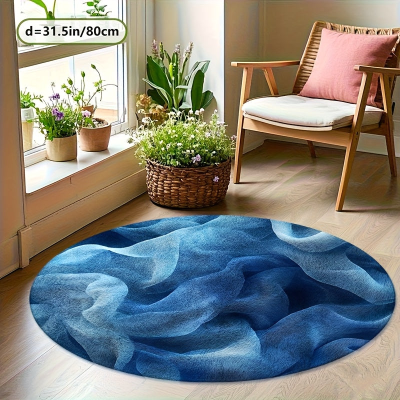 Tapis rond effet drapé bleu et turquoise, Ø 80 à 200 cm
