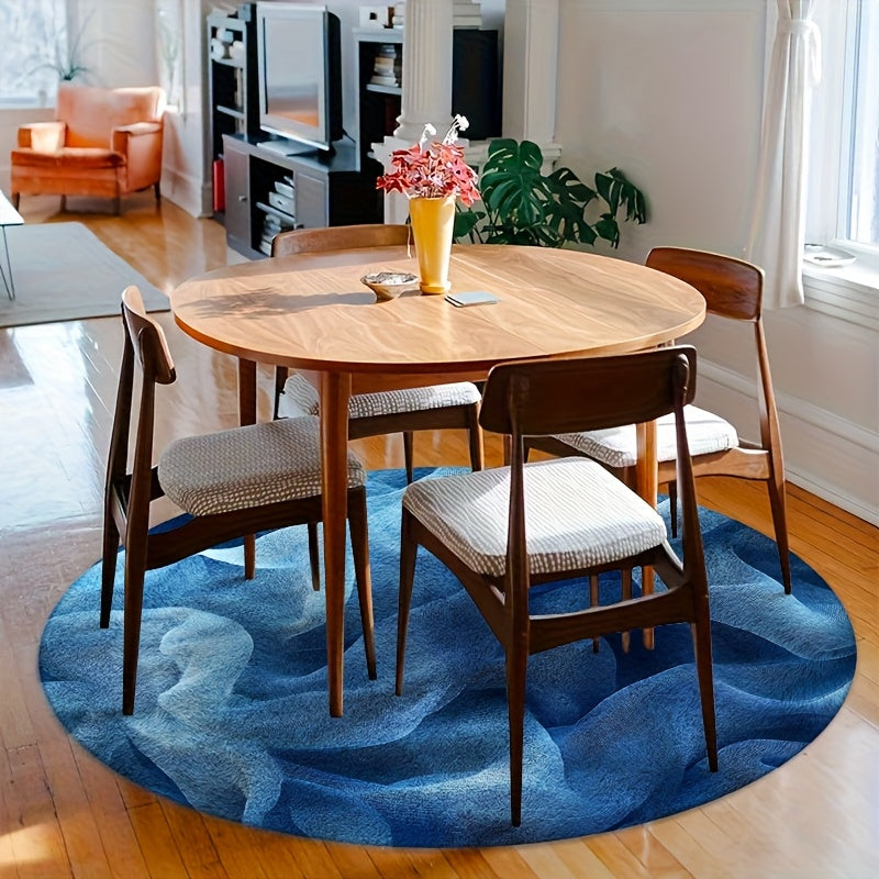 Tapis rond effet drapé bleu et turquoise, Ø 80 à 200 cm