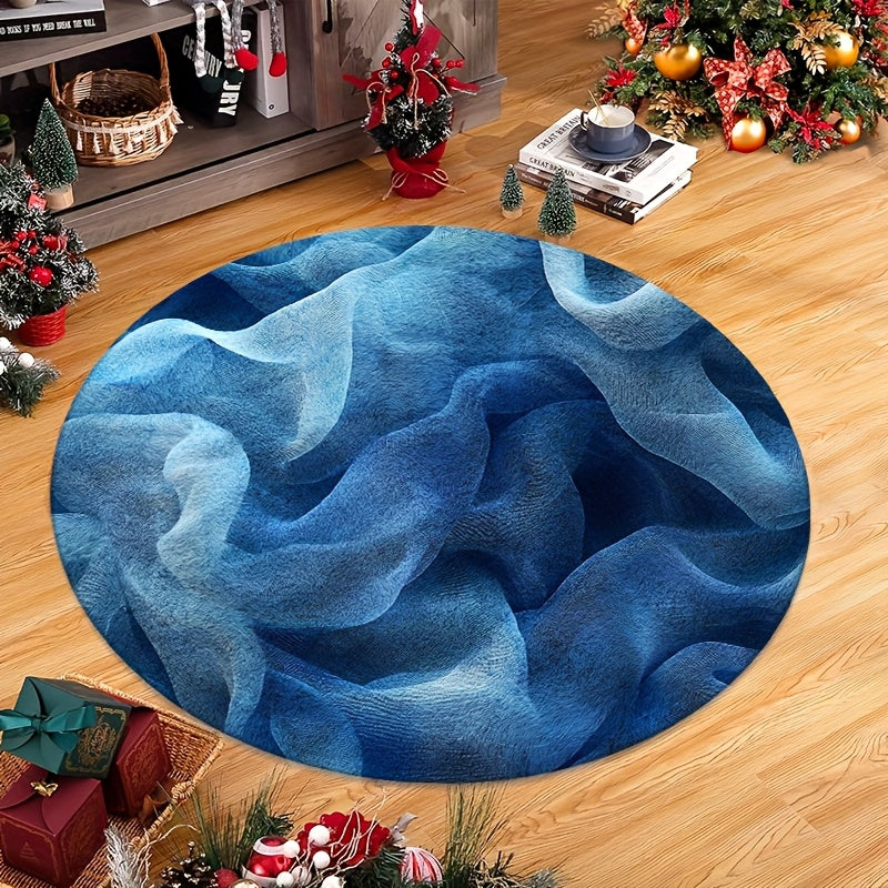Tapis rond effet drapé bleu et turquoise, Ø 80 à 200 cm