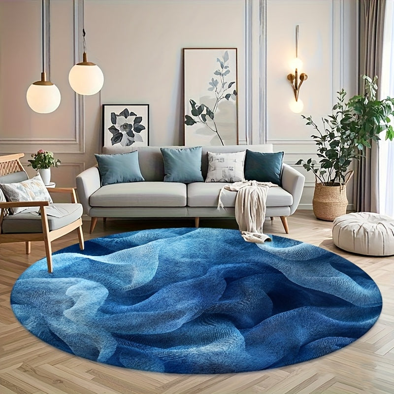 Tapis rond effet drapé bleu et turquoise, Ø 80 à 200 cm