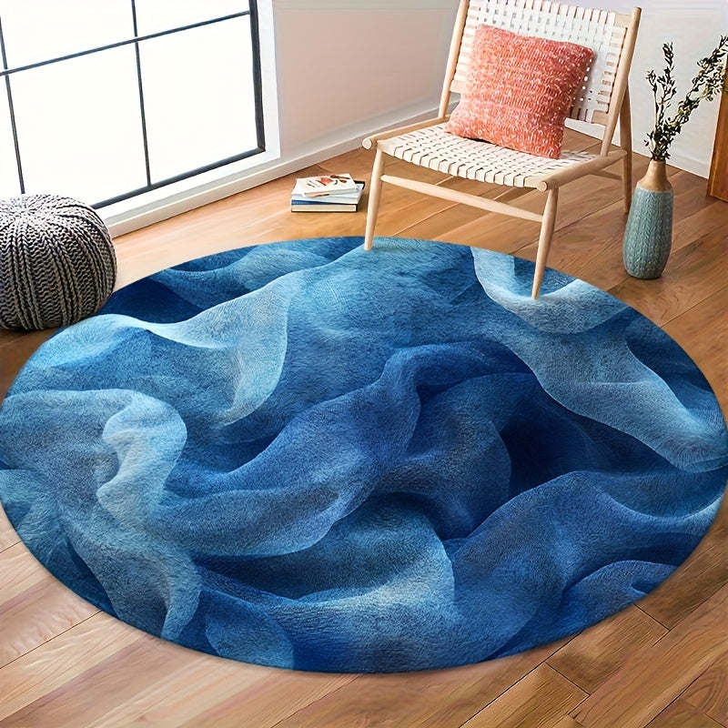 Tapis rond effet drapé bleu et turquoise, Ø 80 à 200 cm