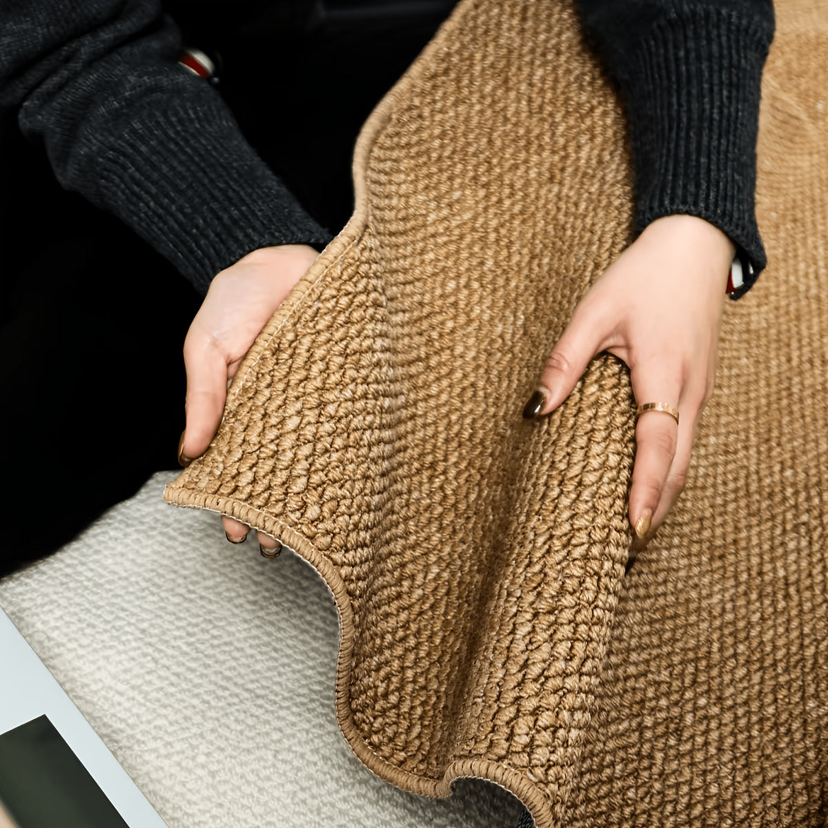 Tapis rond effet sisal tressé, trois coloris en Ø 180 cm