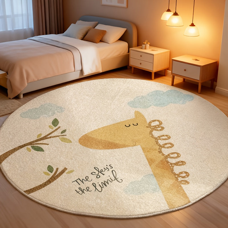 Tapis rond enfant 140 cm, lion, girafe ou système solaire