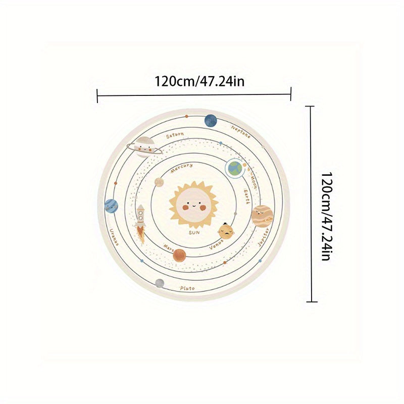 Tapis rond enfant 140 cm, lion, girafe ou système solaire