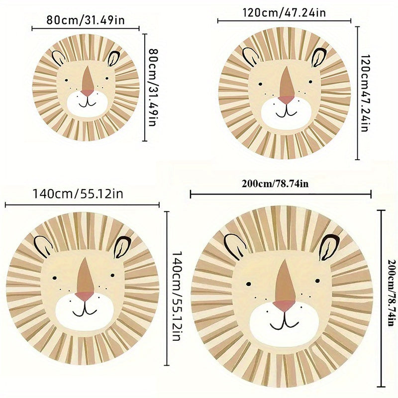 Tapis rond enfant 140 cm, lion, girafe ou système solaire