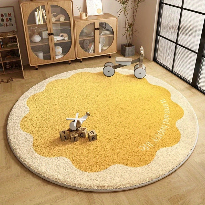 Tapis rond enfant à bordure ondulée, dos vinyle, Ø 100 cm