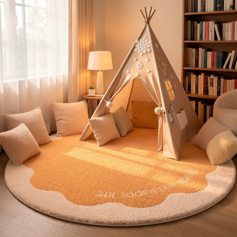 Tapis rond enfant à bordure ondulée, dos vinyle, Ø 100 cm