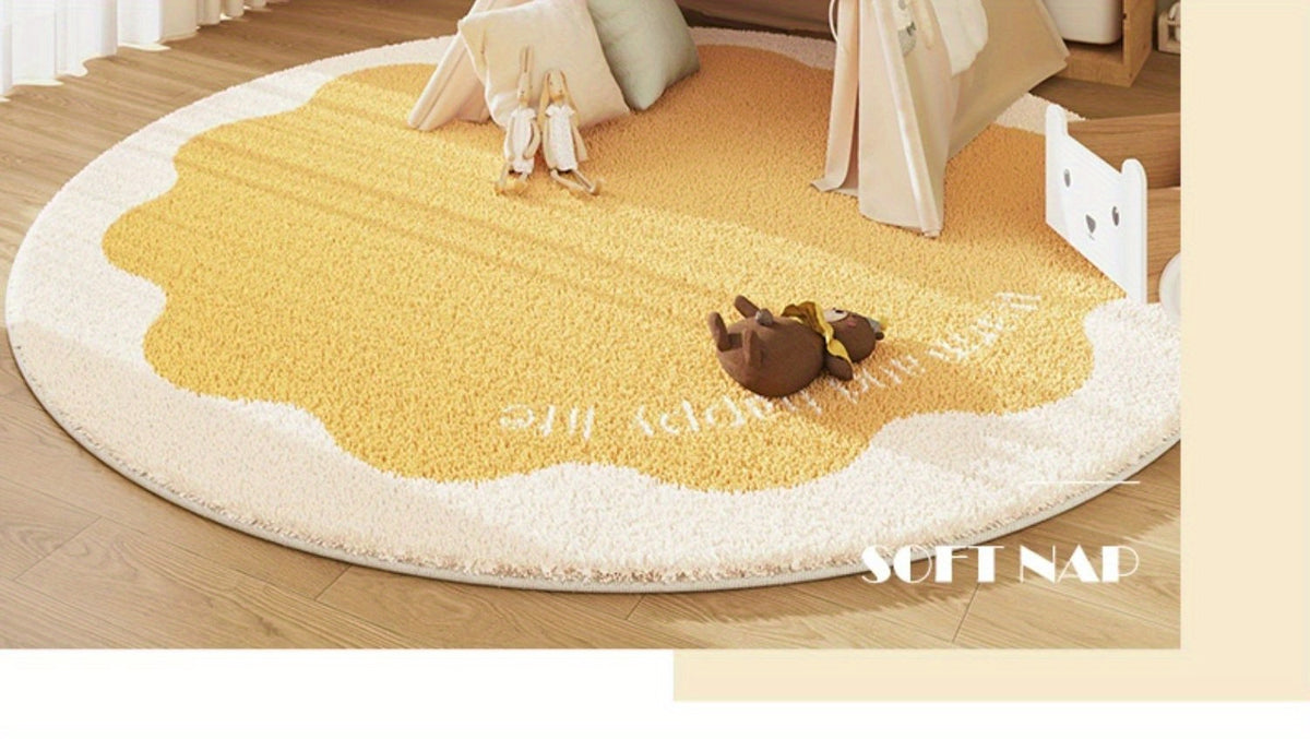 Tapis rond enfant à bordure ondulée, dos vinyle, Ø 100 cm