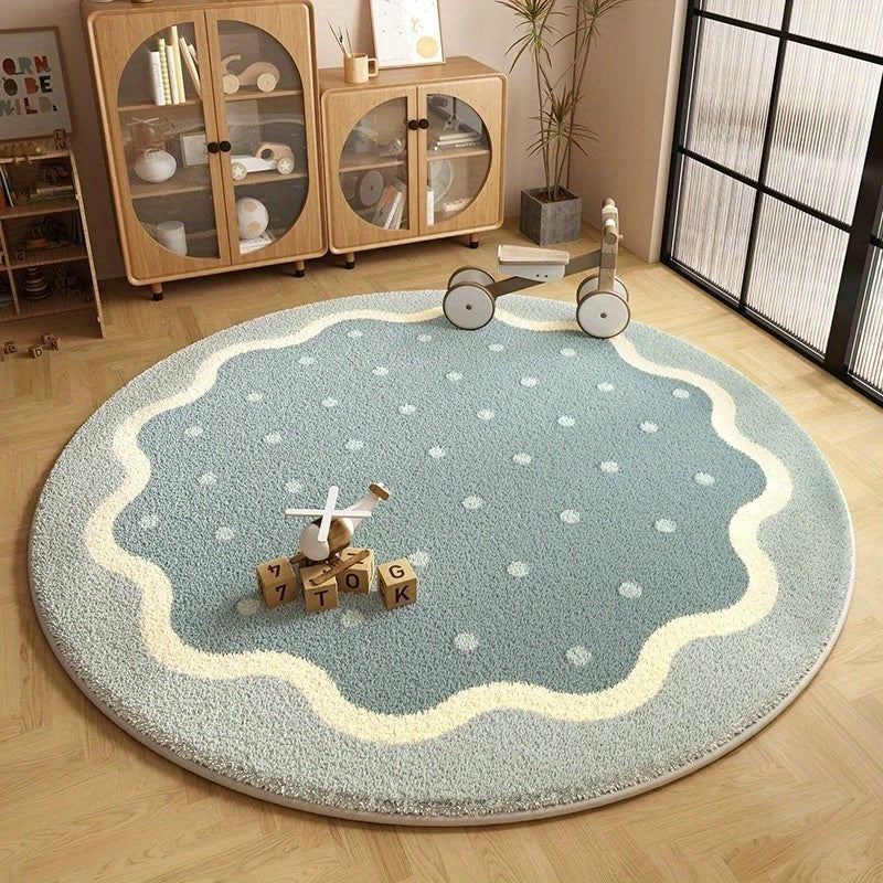 Tapis rond enfant à bordure ondulée, dos vinyle, Ø 100 cm