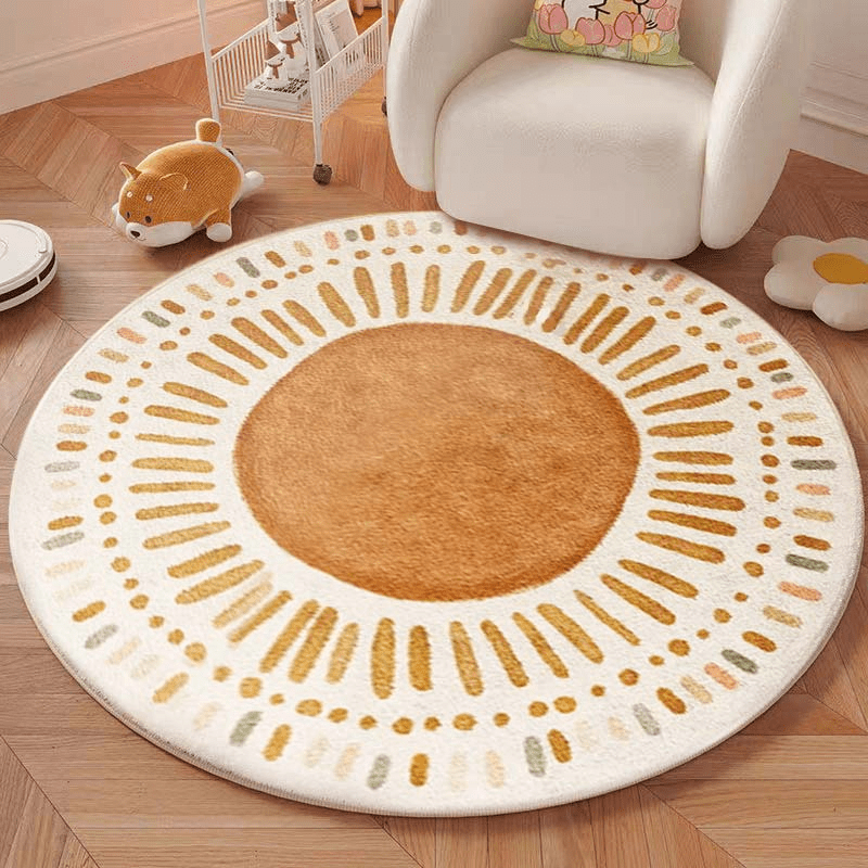 Tapis rond enfant à couronne de rayons, Ø 90 cm, lavable