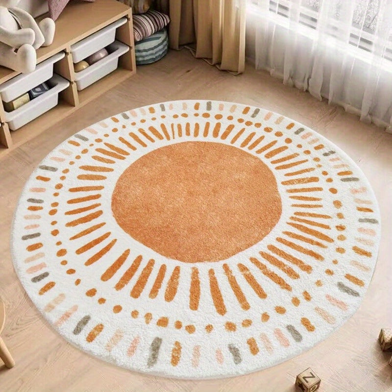 Tapis rond enfant à couronne de rayons, Ø 90 cm, lavable