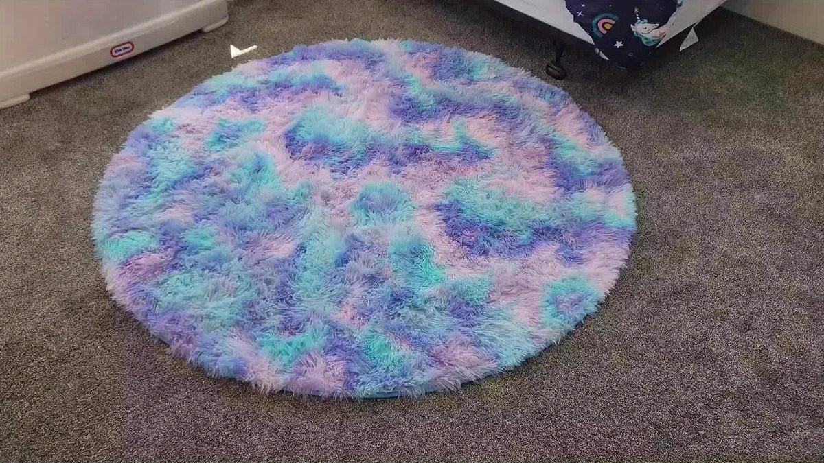 Tapis rond enfant tie-dye pastel, lavable, jusqu'à 200 cm