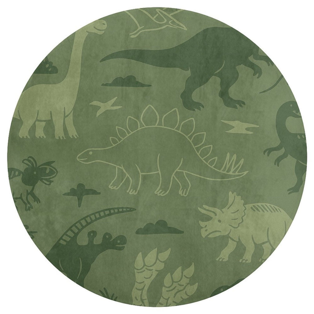 Tapis rond vert à motifs de dinosaures pour chambre d'enfant