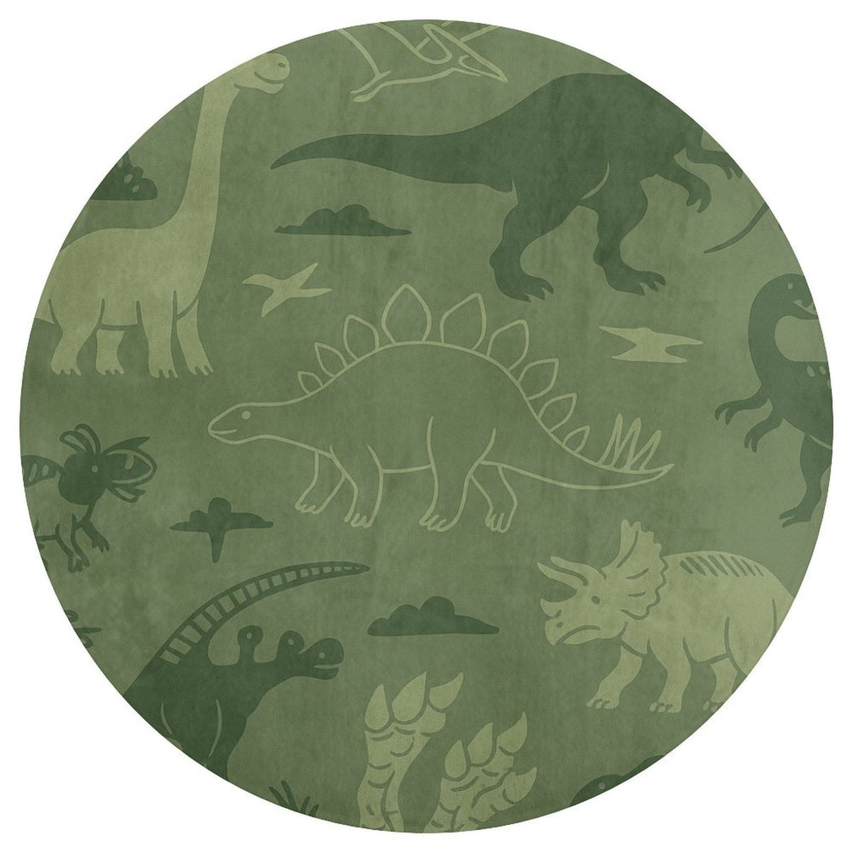 Tapis rond vert à motifs de dinosaures pour chambre d'enfant
