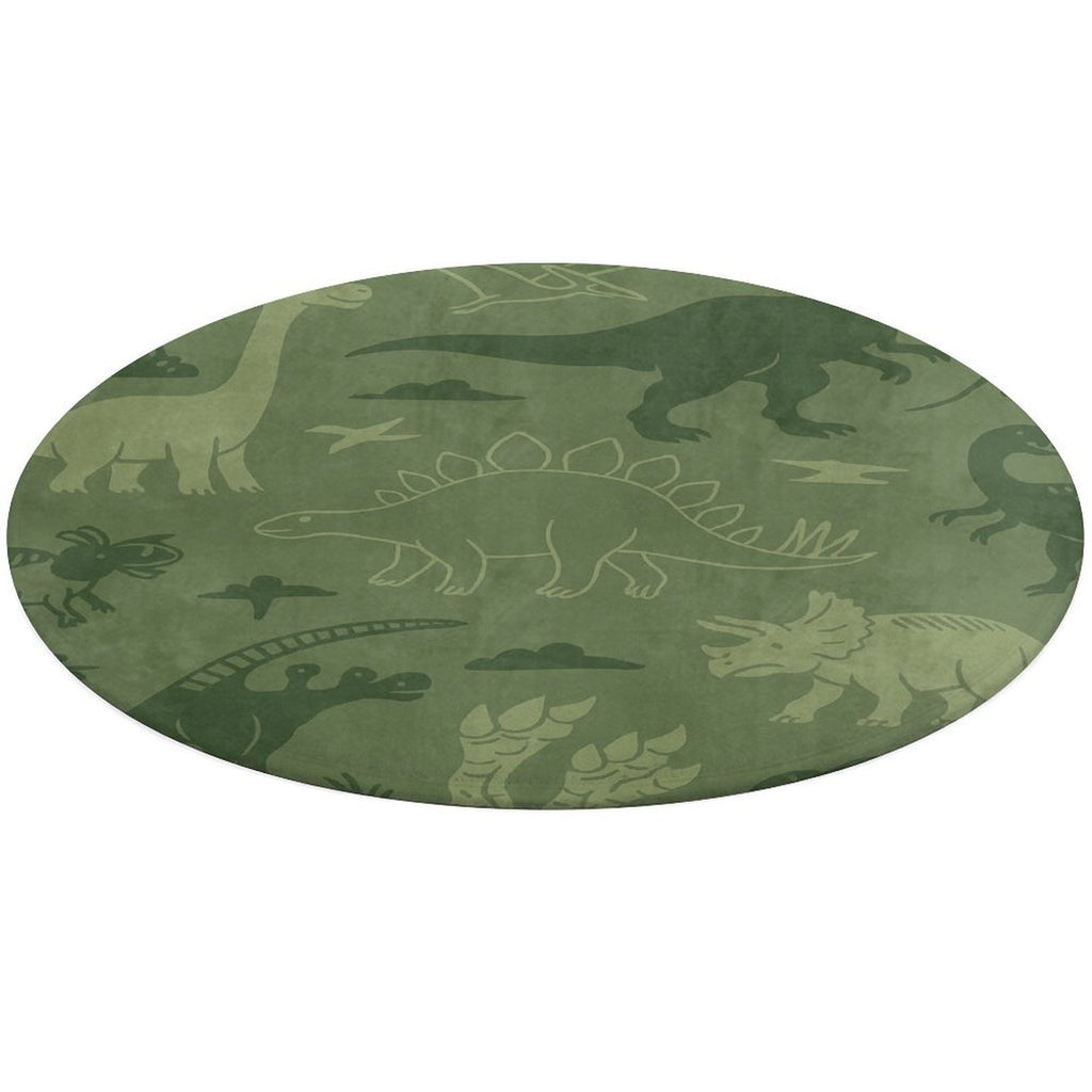 Tapis rond vert à motifs de dinosaures pour chambre d'enfant
