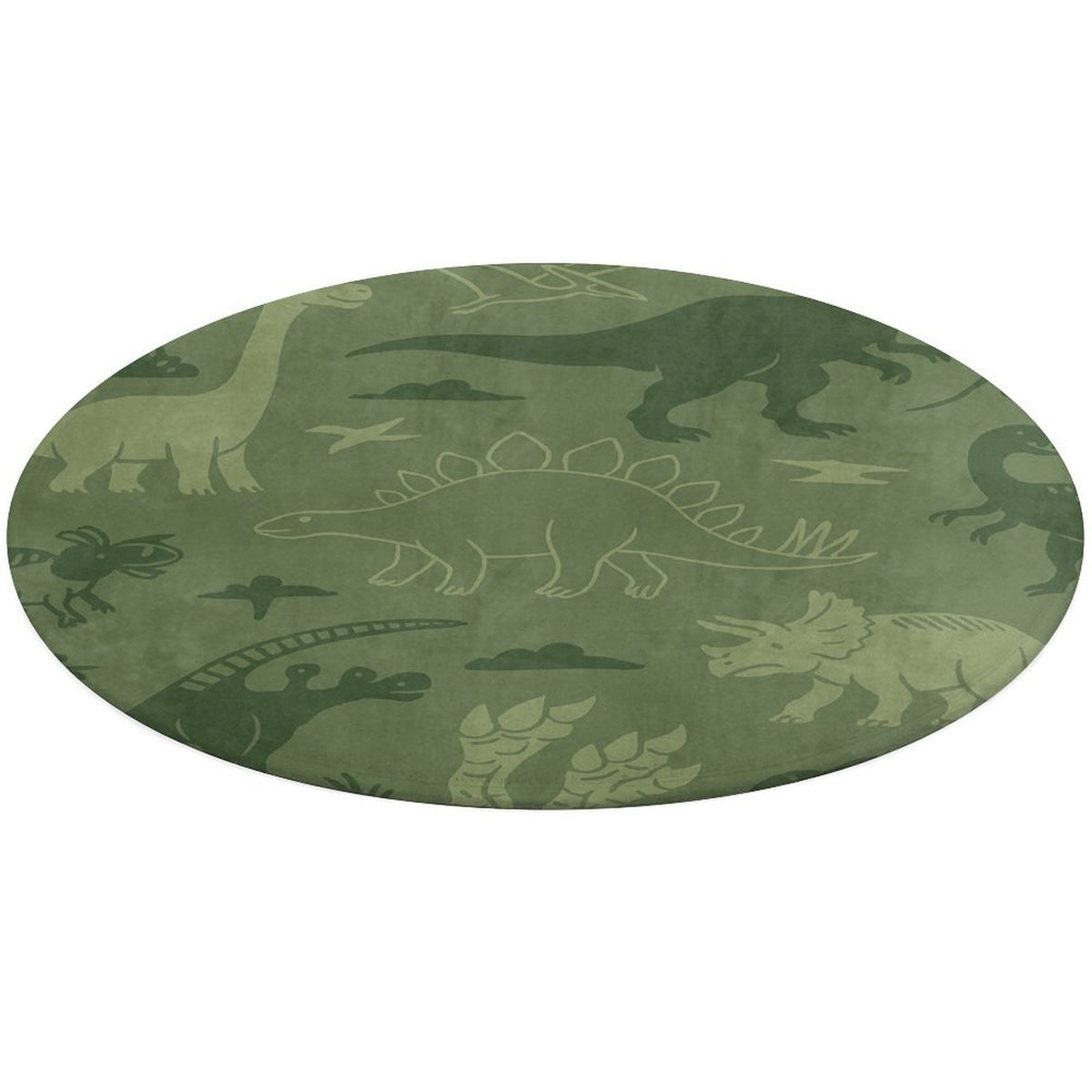 Tapis rond vert à motifs de dinosaures pour chambre d'enfant