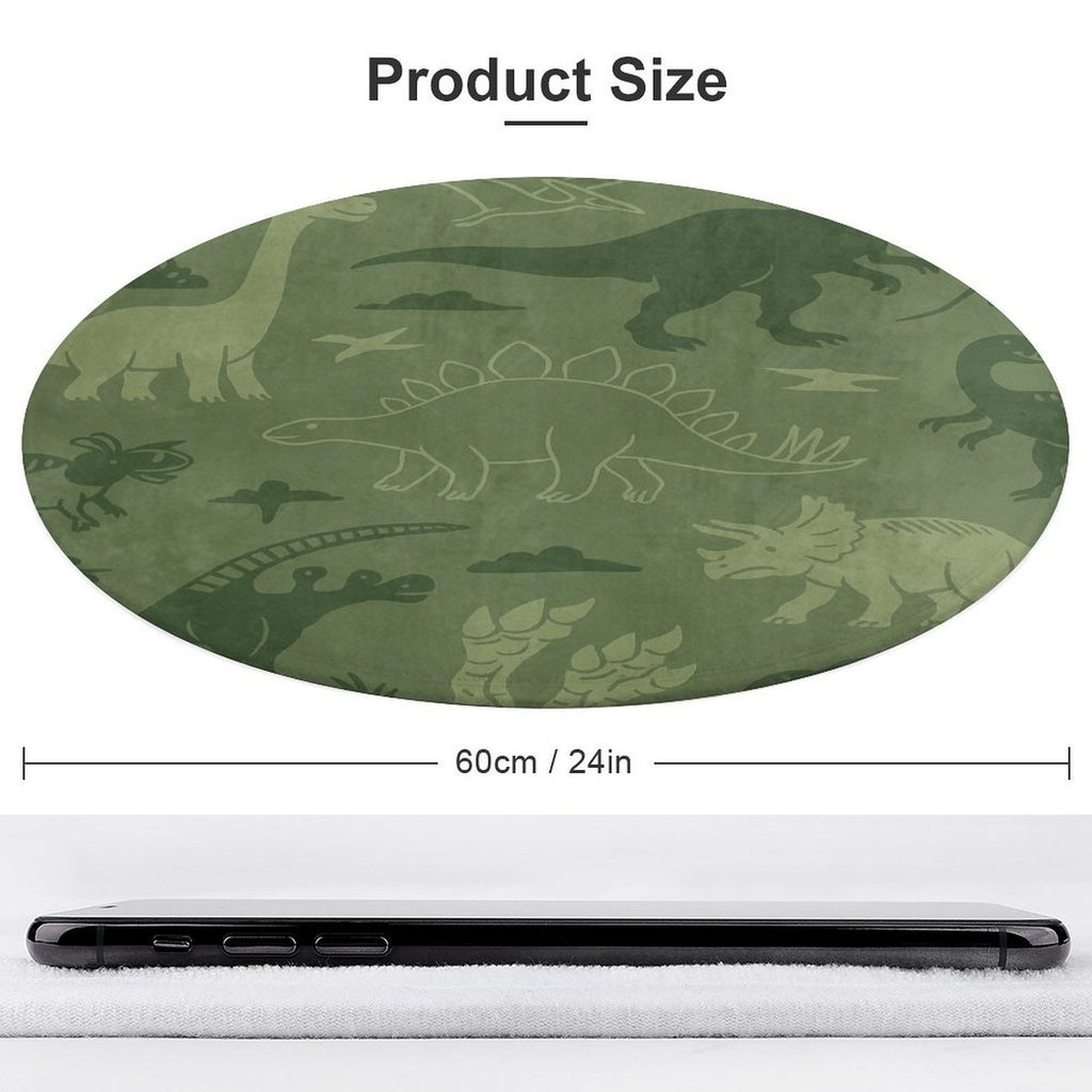 Tapis rond vert à motifs de dinosaures pour chambre d'enfant