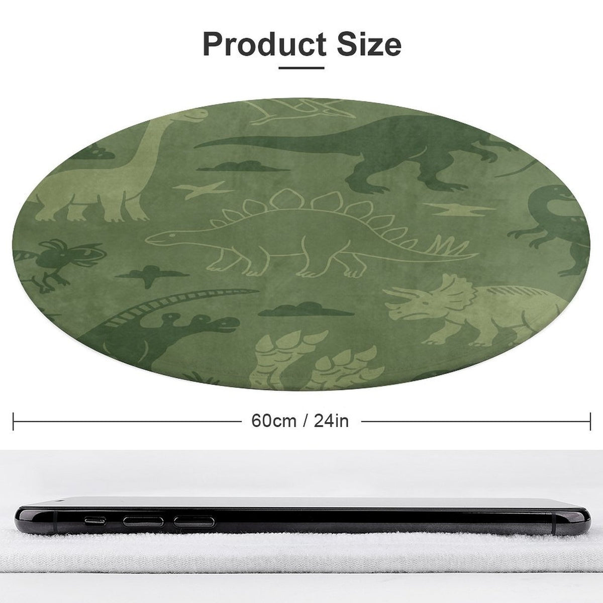 Tapis rond vert à motifs de dinosaures pour chambre d'enfant