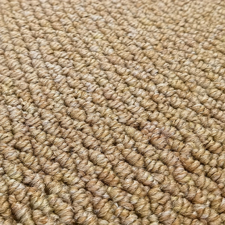 Tapis rond d'extérieur beige, dos PVC et boucle tressée