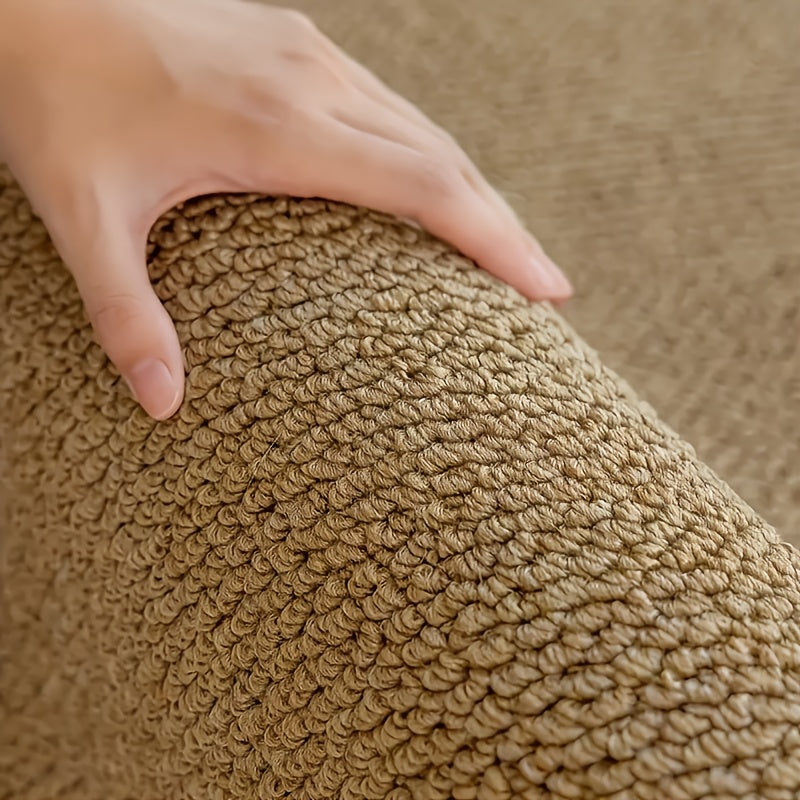 Tapis rond d'extérieur beige, dos PVC et boucle tressée