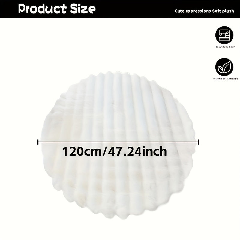 Tapis rond blanc en fausse fourrure à bulles, 120 ou 180 cm