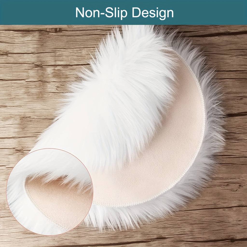 Tapis rond fausse peau de mouton, huit coloris, Ø 30 ou 40 cm