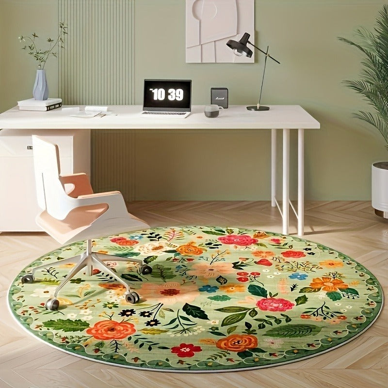 Tapis rond à motif fleuri Ø 160 cm, trois coloris, dos à pois