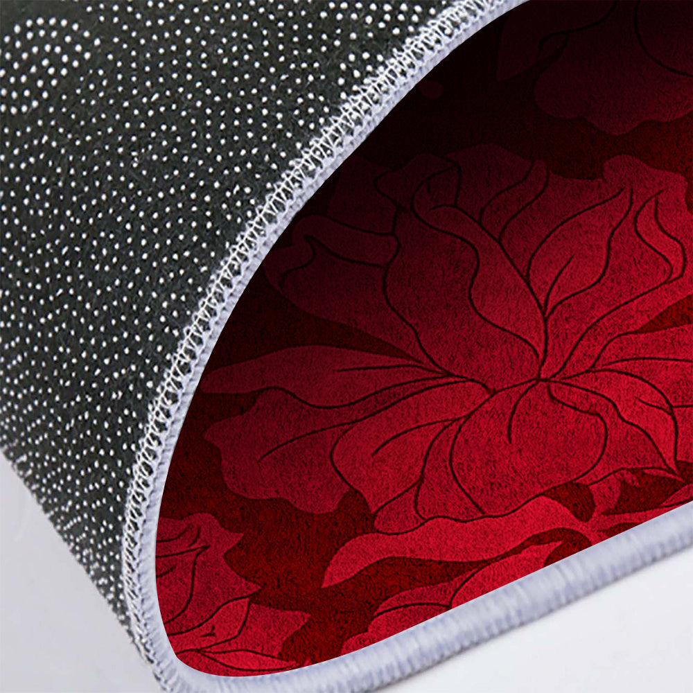 Tapis rond floral rouge vintage, quatorze diamètres au choix