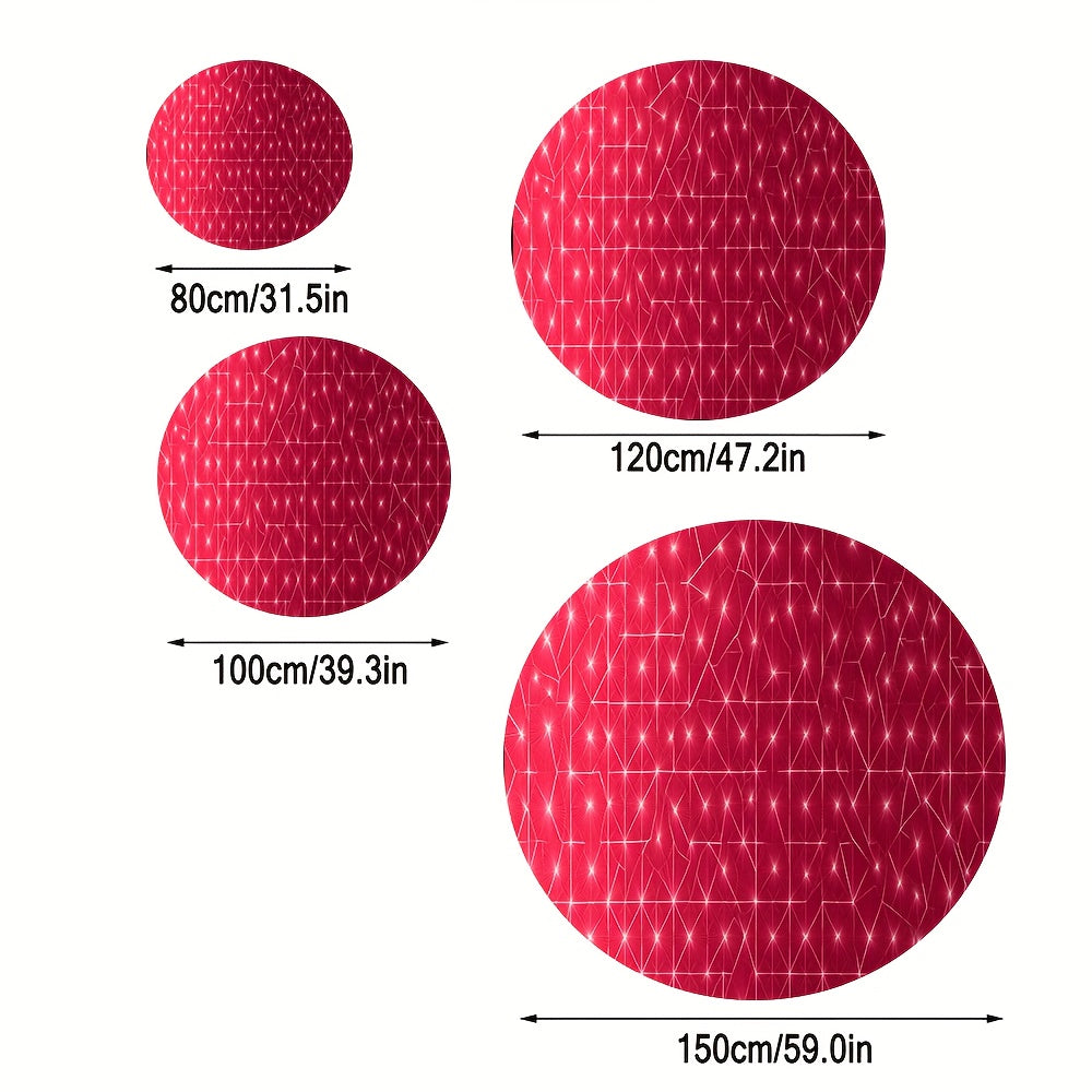 Tapis rond framboise à étoiles blanches, quatre cercles