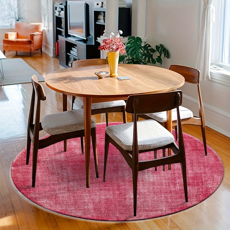 Tapis rond framboise délavé effet lin usé, Ø 160 cm unique