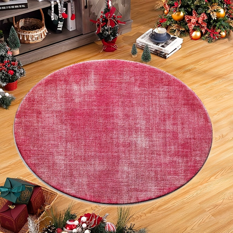 Tapis rond framboise délavé effet lin usé, Ø 160 cm unique