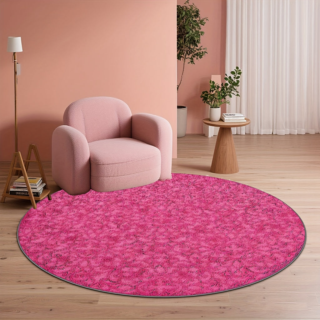 Tapis rond fuchsia à semis floral discret, Ø 100 et Ø 160 cm