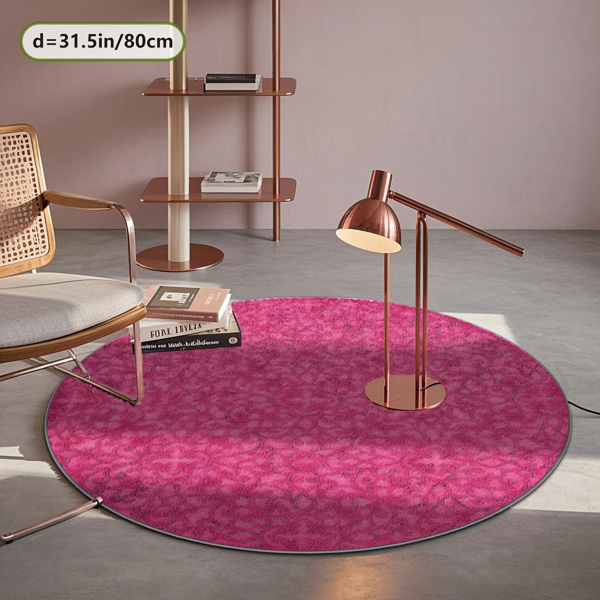Tapis rond fuchsia à semis floral discret, Ø 100 et Ø 160 cm