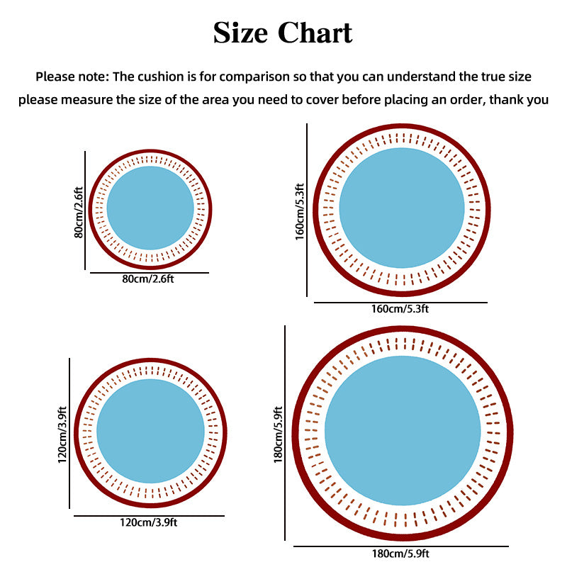 Tapis rond à bordure graphique, quatre motifs, Ø 80 à 180 cm