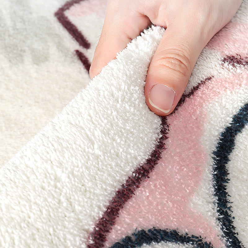 Tapis rond greige à rayons concentriques, effet cachemire