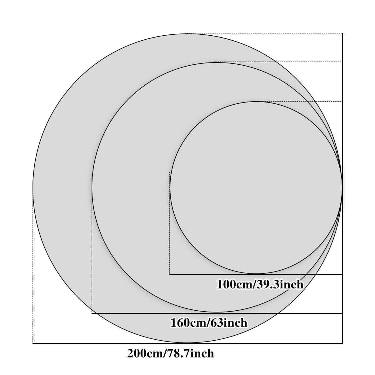 Tapis rond greige à rayons concentriques, effet cachemire