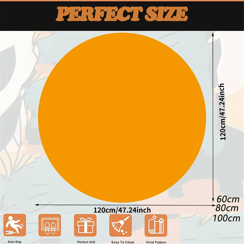 Tapis rond greige à dos plastique à pois, Ø 180 à 240 cm