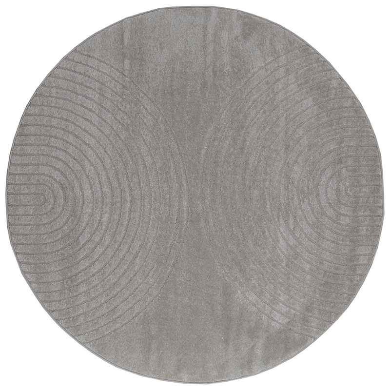 Tapis rond gris à arceaux sculptés dans le poil, Ø 160 cm