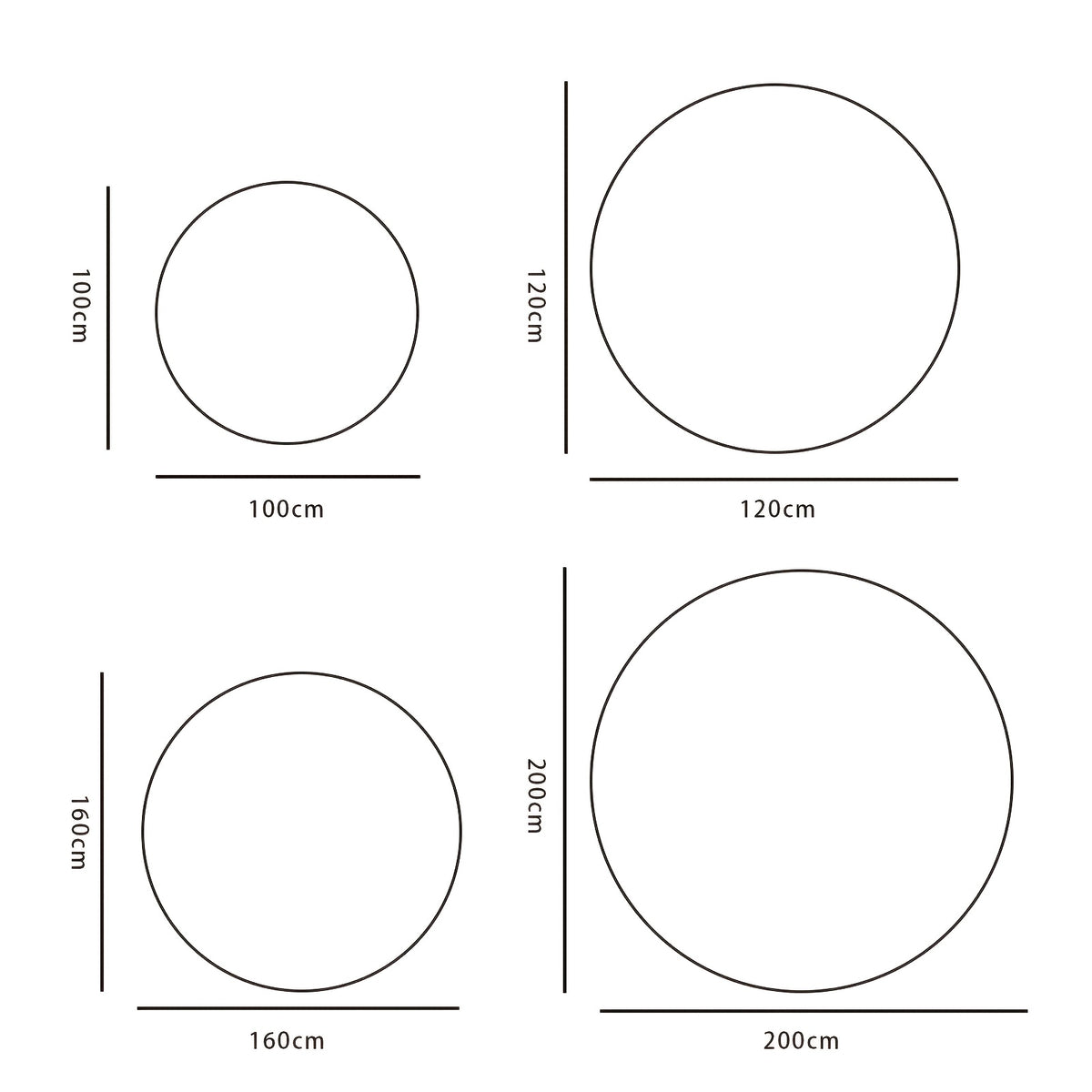 Tapis rond gris clair à poil long Ø 200 cm, dos antidérapant