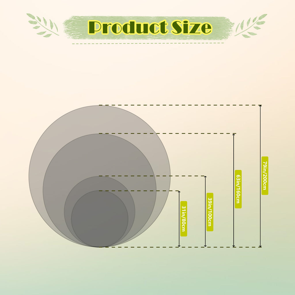 Tapis rond gris clair à couronne de pois, quatre cotes vendues