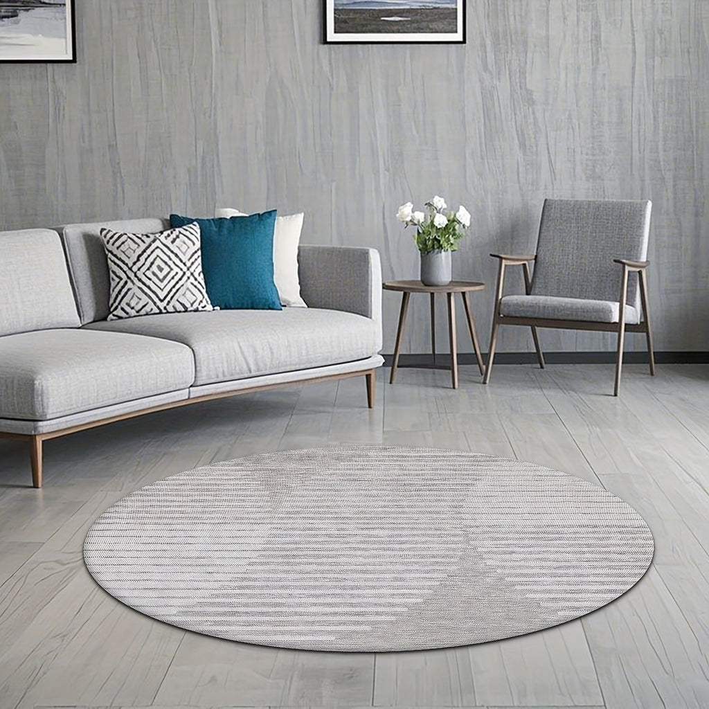 Tapis rond gris clair à dégradé de lignes, trois diamètres