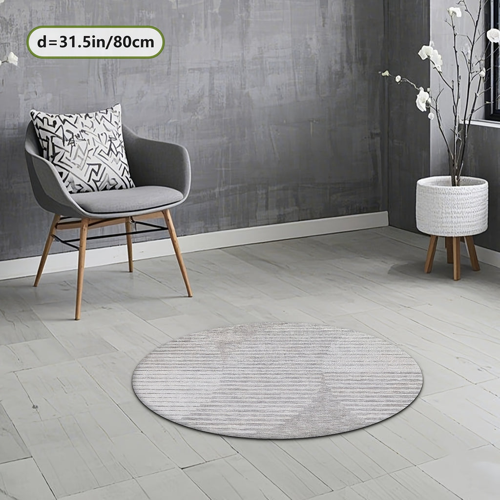 Tapis rond gris clair à dégradé de lignes, trois diamètres