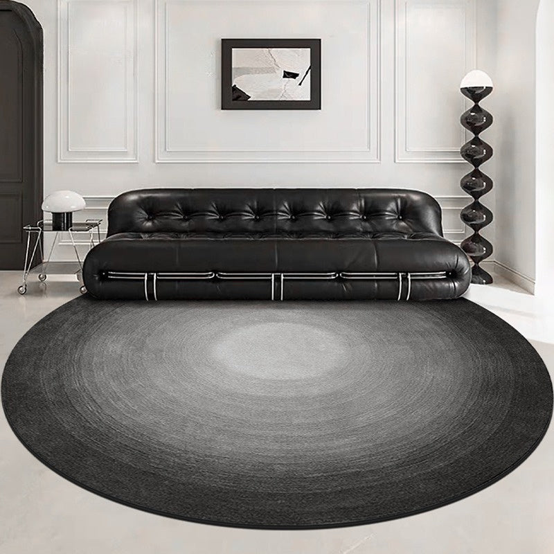 Tapis rond gris en dégradé du centre vers le bord, 7 tailles