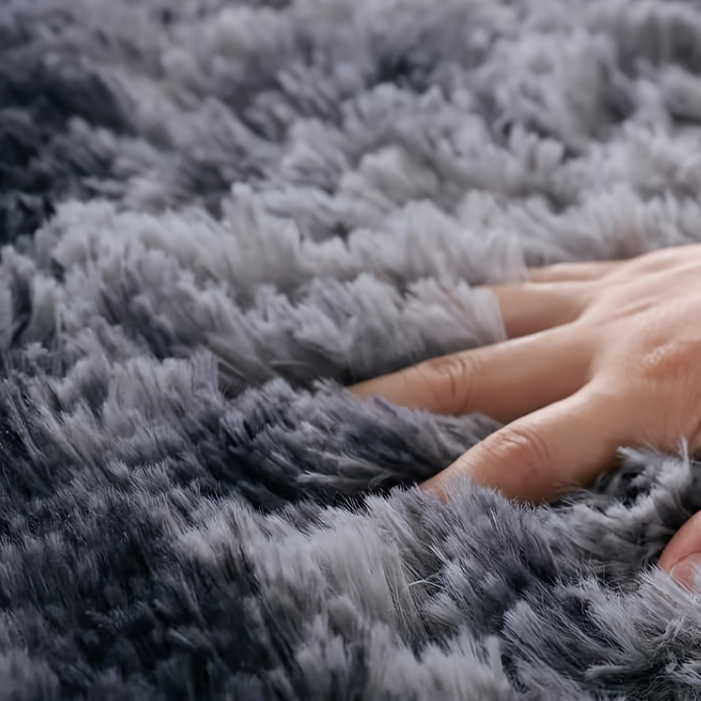 Tapis rond gris foncé tie-dye à poils longs, Ø 55 à 175 cm