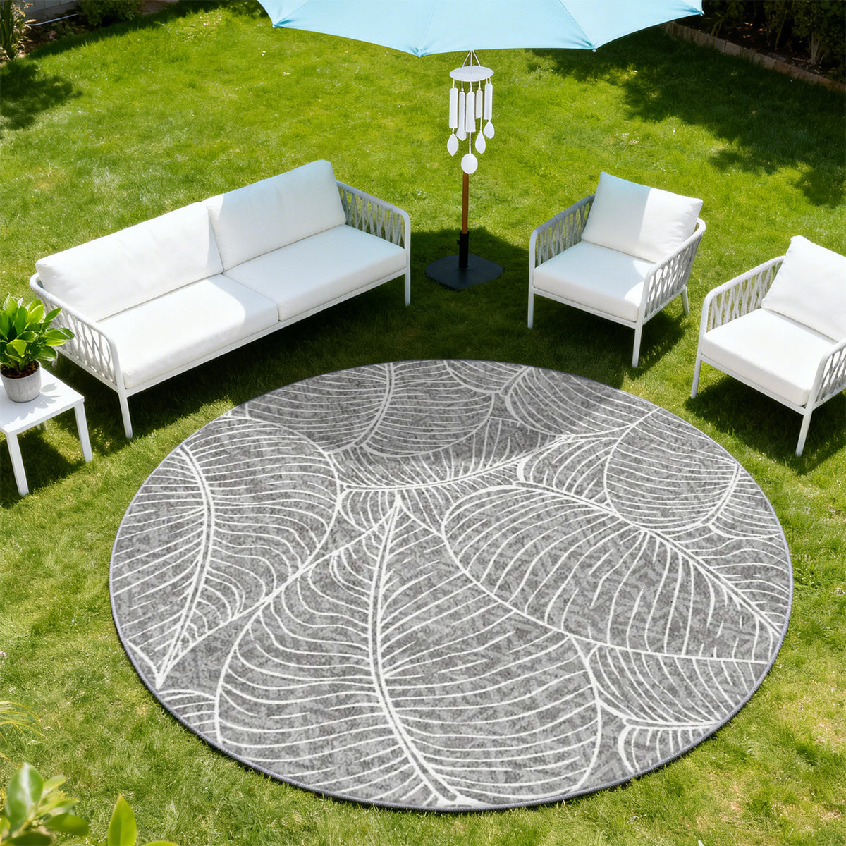 Tapis rond à nervures