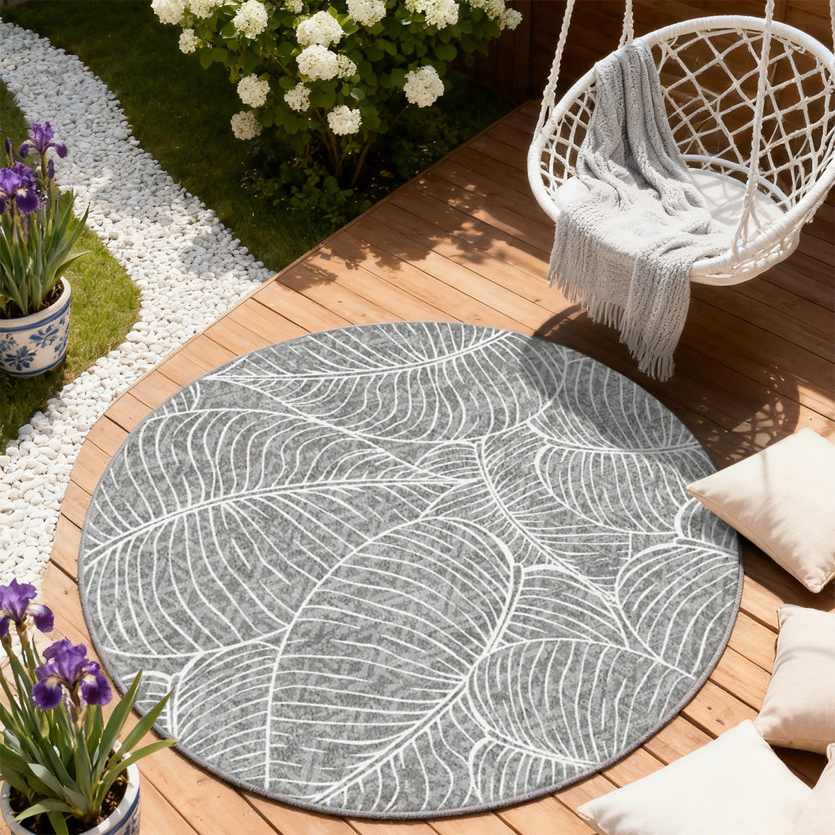 Tapis rond à nervures