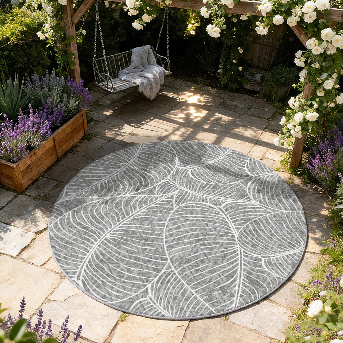 Tapis rond à nervures