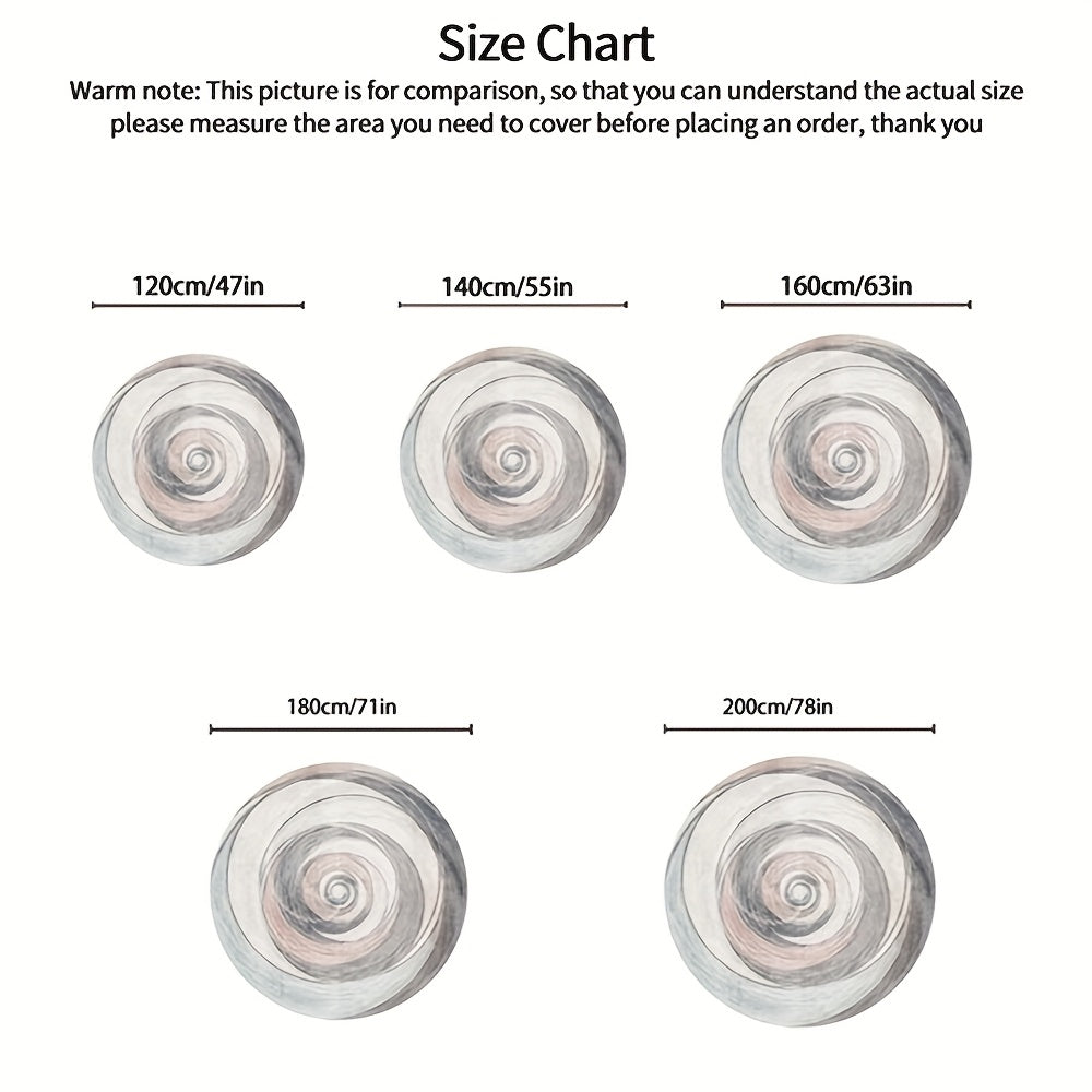 Tapis rond à spirale peinte gris et rose poudré, Ø 120 à 200