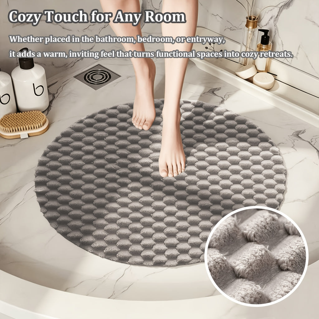 Tapis rond gris à texture de bulles en relief, Ø 50 à 100 cm