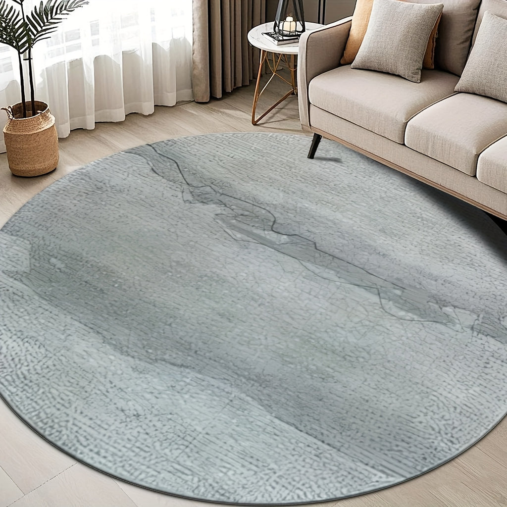 Tapis rond gris bleuté à texture minérale, Ø 100 ou 200 cm